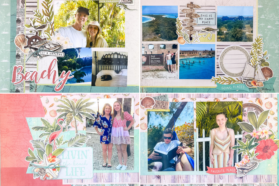 4 Beachy Premade Scrapbook Pages From Simple Stories