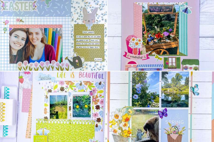 9 Spring Scrapbook Layouts With Multiple Photos