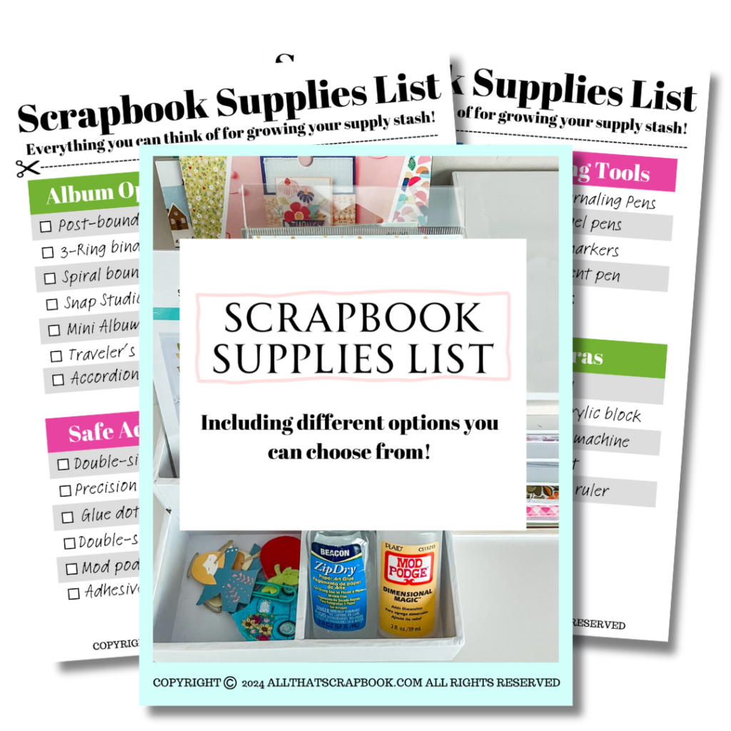 scrapbook supplies list
