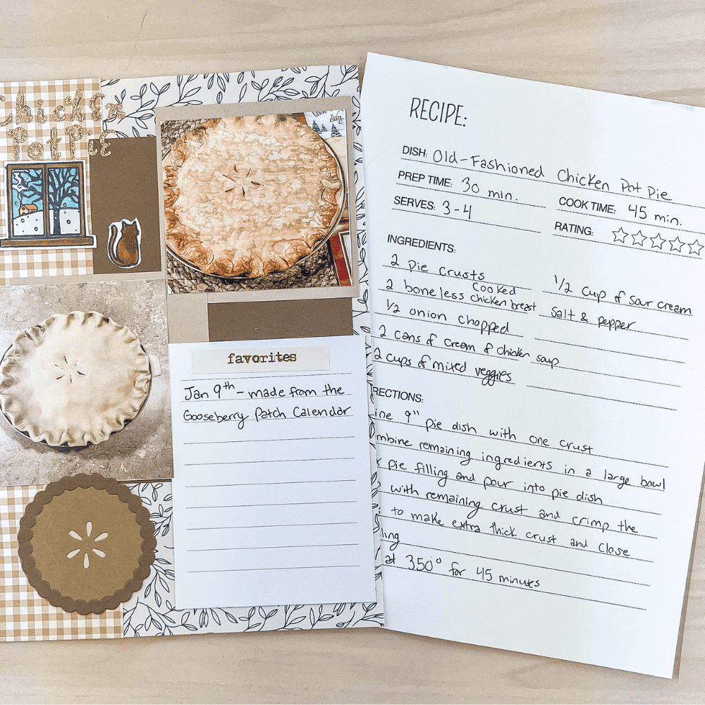 chicken pot pie recipe scrapbook