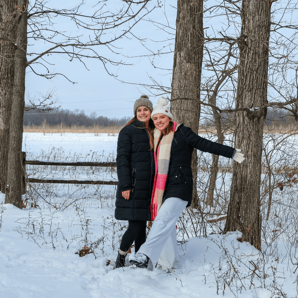 snow photoshoot with friends