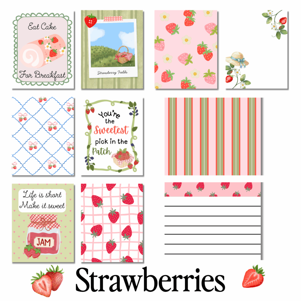 strawberry journaling cards